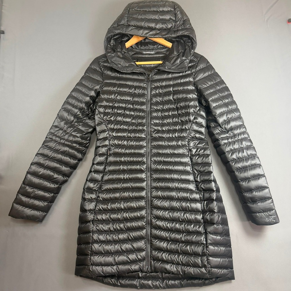 Arc'teryx‎ Nuri Coat Black Hooded Down Parka Goose Down Women's Small - Picture 9 of 9